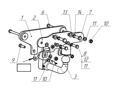 Фаркоп для Tank 500 2023-н.в., Haval H9 2014-2020, Haval H5 2024-н.в., Haval H9 2024-н.в. быстросъемное крепление шара с ключом