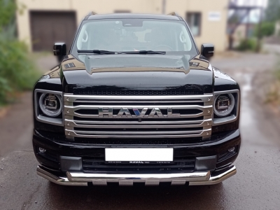 Защита переднего бампера d-76 с доп.накладками для Haval H9 2024-н.в.