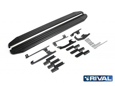 Порог-площадка "Premium-Black" A180ALB Rival + комплект крепежа для Haval Jolion 2021-н.в.