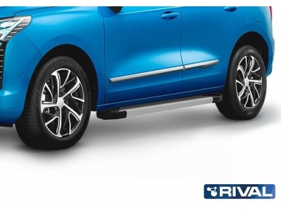 Порог-площадка "Silver" F180AL Rival + комплект крепежа для Haval Jolion 2021-н.в.