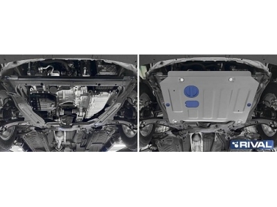Защита картера + комплект крепежа, Rival, Алюминий, Haval M6, V-1.5, Робот, передний, 2023-н.в.