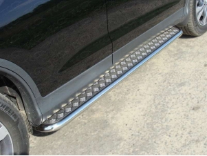 Пороги с площадкой алюминиевый лист 42 мм для Honda CR-V № HONCRV13-05