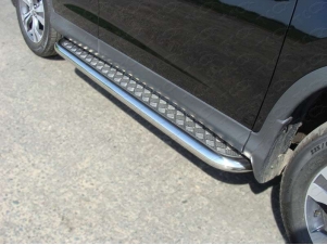 Пороги с площадкой алюминиевый лист 60 мм для Honda CR-V № HONCRV13-09
