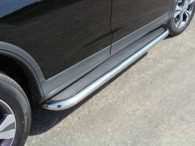 Пороги с площадкой нержавеющий лист 60 мм ТСС для Honda CR-V 2012-2015