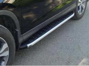Пороги алюминиевые ТСС с накладкой для Honda CR-V № HONCRV13-20AL