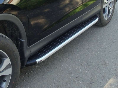 Пороги алюминиевые ТСС с накладкой для Honda CR-V 2012-2015