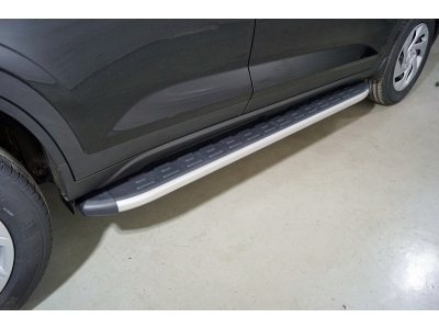 Пороги алюминиевые с пластиковой накладкой 1720 мм ТСС для Hyundai Creta II 2021 – н.в.