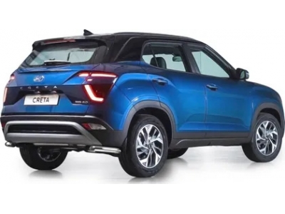 Защита заднего бампера d=57 мм "уголки" + комплект крепежа для Hyundai Creta 2021-2022, Solaris HC 2024-н.в.