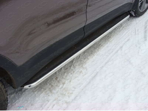 Пороги с площадкой нержавеющий лист 42 мм для Hyundai Santa Fe Grand № HYUNSFGR14-07