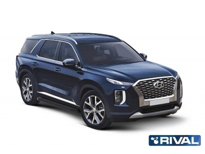 Порог-площадка "Premium-Black" A193ALB Rival  + комплект крепежа Hyundai Palisade 2020-н.в., Kia Telluride 2019-н.в. 