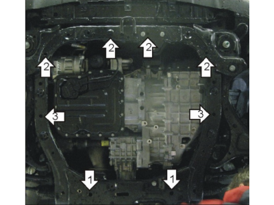 Защита картера двигателя, КПП (1,5 мм, сталь) для Hyundai Santa Fe 2006-2012