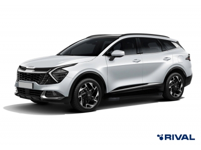 Пороги на автомобиль "Black" Rival для Hyundai Santa Fe IV рестайлинг 2021-н.в./Tucson IV 2021-н.в./Kia Sportage V 2021-н.в., 180 см, 2 шт., алюминий