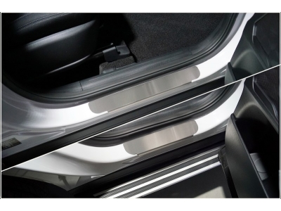 Накладки на пороги (лист шлифованный) 4шт для Hyundai Santa Fe IV Рестайлинг 2020 – 2023 HYUNSF21-02