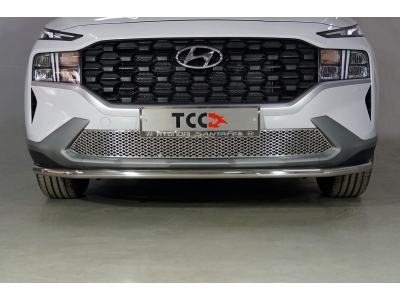 Защита передняя нижняя 42,4 мм ТСС для Hyundai Santa Fe IV Рестайлинг 2020 – 2023