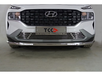 Защита передняя нижняя (с ДХО) 60,3 мм ТСС для Hyundai Santa Fe IV Рестайлинг 2020 – 2023