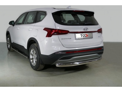 Защита задняя (овальная) 75х42 мм ТСС для Hyundai Santa Fe IV Рестайлинг 2020 – 2023