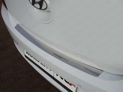 Накладка на задний бампер зеркальный лист ТСС для Hyundai Solaris 2014-2017