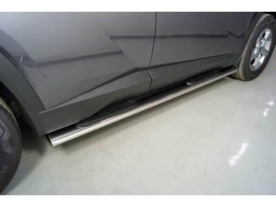 Пороги овальные с накладкой 120х60 мм для Hyundai Tucson 2020 – н.в. HYUNTUC21-11