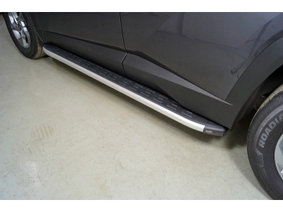Пороги алюминиевые с пластиковой накладкой 1820 мм ТСС для Hyundai Tucson 2020 – н.в.