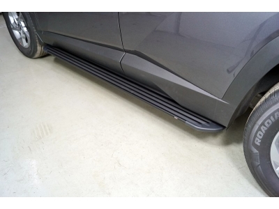 Пороги алюминиевые "Slim Line Black" 1820 мм для Hyundai Tucson 2020 – н.в. HYUNTUC21-22B
