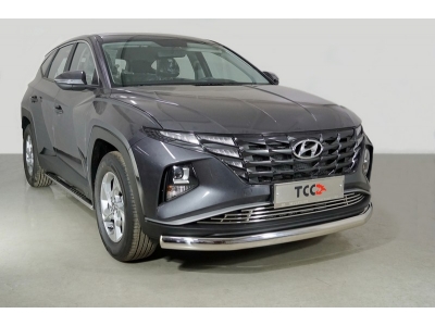 Защита передняя нижняя (овальная) 75х42 мм ТСС для Hyundai Tucson 2020 – н.в.