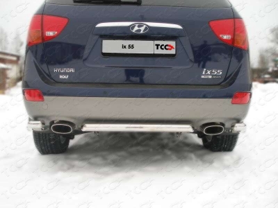 Защита заднего бампера уголки 60 мм ТСС для Hyundai ix55 2009-2013