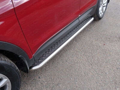 Пороги с площадкой алюминиевый лист 60 мм для Hyundai Santa Fe № HYUNSF4WD15-13