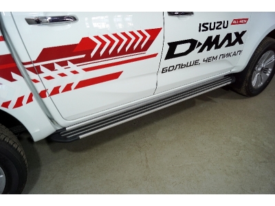 Пороги алюминиевые "Slim Line Silver" 2120 мм для Isuzu D-Max 2019 – н.в. ISDMAX19-25S