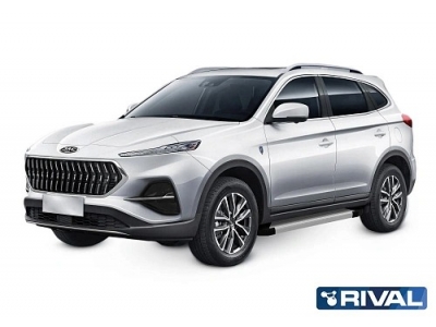 Порог-площадка "Silver" F180AL Rival + комплект крепежа для JAC S7 2020-н.в.