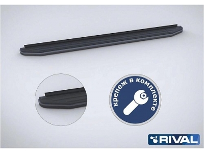 Порог-площадка "Premium-Black" A180ALB Rival + комплект крепежа для JAC S7 2020-н.в.