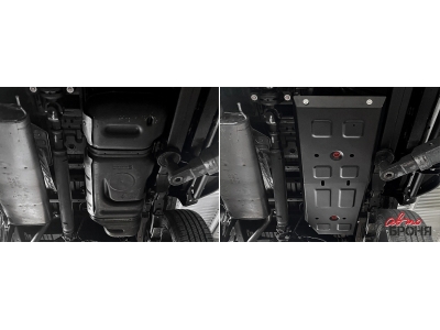 Защита топливного бака (сталь) + комплект крепежа для JAC T9 2024-н.в. (V - 2.0; АКПП, полный)