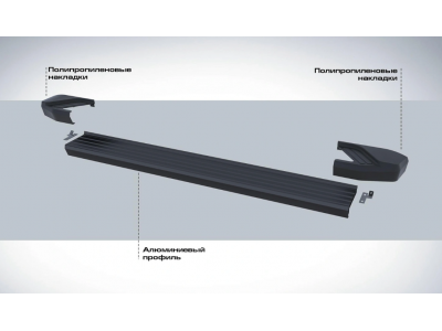 Порог-площадка "Black" F180ALB + комплект крепежа для Jaecoo J7 2023-н.в.