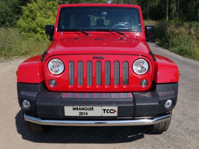 Накладки на передний бампер зеркальные 3 штуки ТСС для Jeep Wrangler 5D 2010-2018