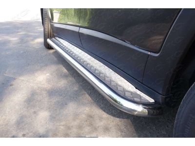 Пороги с площадкой алюминиевый лист 60 мм ТСС для Jeep Cherokee 2014-2018