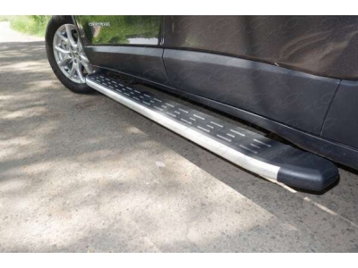 Пороги алюминиевые ТСС с накладкой для Jeep Cherokee 2014-2018