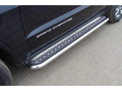 Пороги с площадкой алюминиевый лист 60 мм для Jeep Grand Cherokee № GRCHER13-08