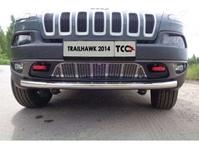 Защита переднего бампера 60 мм ТСС для Jeep Cherokee Trailhawk 2014-2021