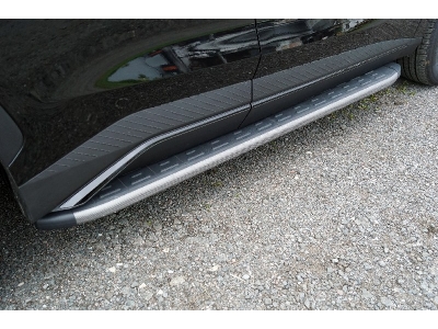 Пороги алюминиевые с пластиковой накладкой (карбон серые) 1820 мм для Jetour Dashing 1.5T 2WD 2022 – н.в. JETDASH23-01GR
