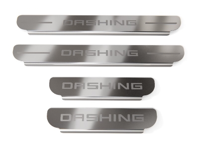 Накладки на пороги (лист шлифованный надпись Dashing) 4шт ТСС для Jetour Dashing 1.5T 2WD 2022 – н.в.