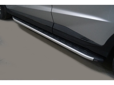 Пороги алюминиевые с пластиковой накладкой 1720 мм для Jetour x70 plus 2WD 2020 – н.в.  JETX70PL23-02AL