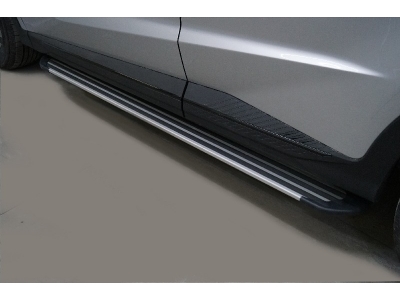 Пороги алюминиевые 'Slim Line Silver' 1720 мм для Jetour x70 plus 2WD 2020 – н.в.  JETX70PL23-03S
