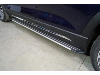 Пороги алюминиевые 'Slim Line Silver' 1920 мм для Jetour x90 plus 2WD 2021 – н.в.  JETX90PL23-05S