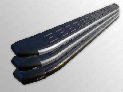 Пороги алюминиевые ТСС с накладкой серебристые для Kia Mohave № KIAMOH-07SL