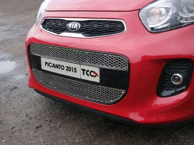 Накладка решётки радиатора нижняя лист ТСС для Kia Picanto 2015-2017
