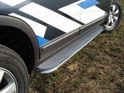 Пороги с площадкой алюминиевый лист 42 мм для Kia Sorento № KIASOR09-04