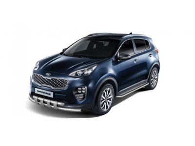 Защита порогов с алюм. площадкой d=51 мм (НПС) для Kia Sportage 2016-2022