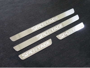 Накладки на пороги зеркальный лист надпись Sportage для Kia Sportage № KIASPORT16-30