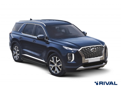 Порог-площадка "Black" F193ALB + комплект крепежа для Hyundai Palisade 2020-н.в., Kia Telluride 2019-н.в.