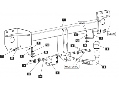 Фаркоп для Geely Tugella 2020-2024, KnewStar 001 2024-н.в. крепление шара на двух болтах