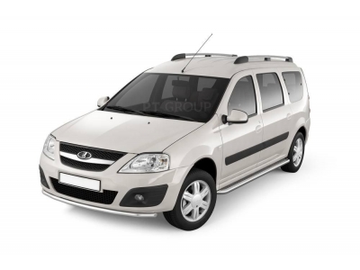 Защита порогов с алюм. площадкой d=51 мм (НПС) для Lada Largus 2012-н.в.